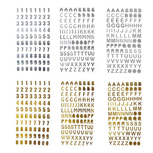 Ianulus Buchstaben Aufkleber, 6 Stück Selbstklebende Alphabet Aufkleber, Goldene Alphabet Aufkleber, Glitter Letter Aufkleber für Grußkartendekoration, Geschenke, DIY Kunsthandwerk (Gold und Silber) von Ianulus