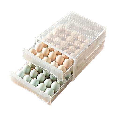 Eierbehälter aus Kunststoff, Kühlschrank Eier Aufbewahrungsbox, Stapelbarer Transparenter Eierkarton, Geeignet für Hotel, Familie, Große Menge Eiertransport (60 Eier) von Ianulus