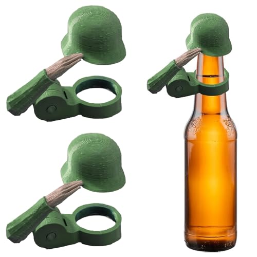 2 Stück Soldier Salute Bierhelm, Wiederverwendbar Dekorativ Staubdicht Flaschenverschluss Bierflaschen, Wiederverwendbar Staubdicht Flaschenverschluss Bierflaschen für Aktive (Grün) von Ianulus