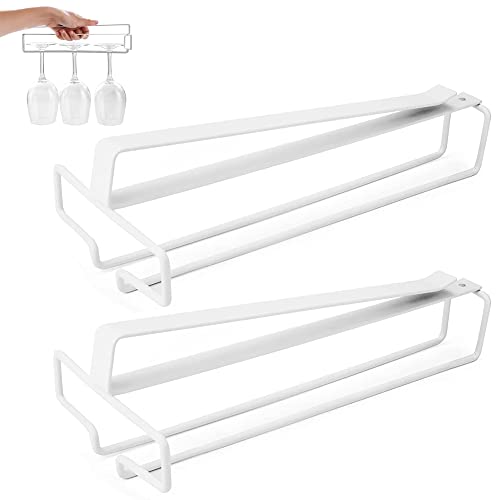 Ianulus 2 Stück Stemware Racks, Weinglashalter Rack, Schrank Weinglas Rack, Halter Unter Schrank Weinglas Rack, Unter Dem Schrank Weinglashalter, für Hausbar, Küche, Bar, Restaurant (Weiß) von Ianulus