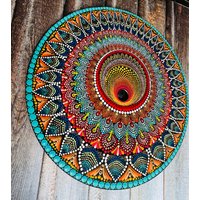 Mandala Dot Art 3D Ansicht Mehrfarbig Wanddeko 18"-Brett/Acryl/Handgemachtes Wanddekor/Innendekoration von Iart16