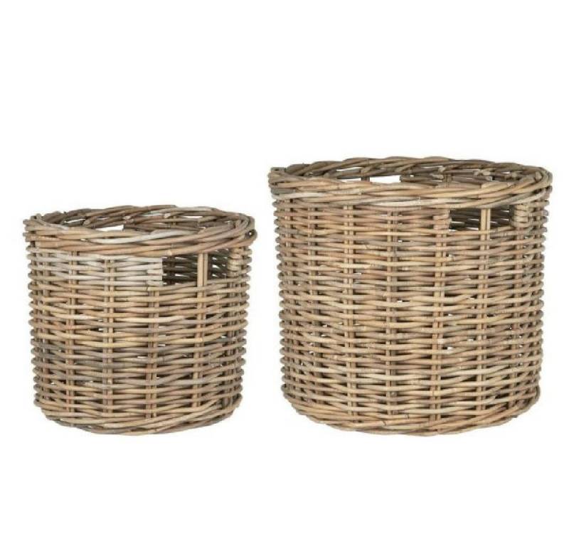 Ib Laursen Balkonset Ib Laursen Körbe Rattan Rund mit Henkel (2er-Set) von Ib Laursen