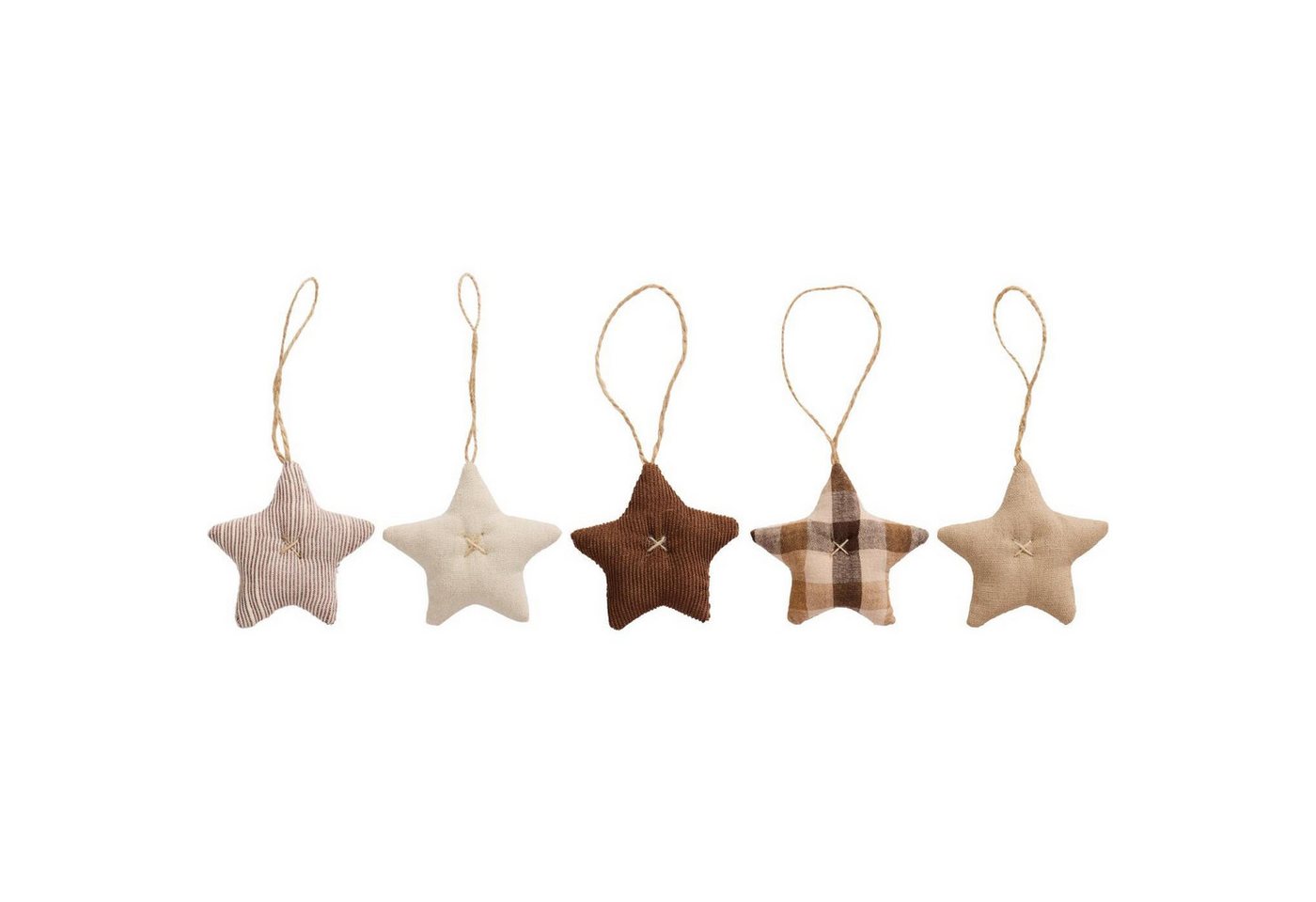 Ib Laursen Christbaumschmuck My Nostalgic Christmas 5er Set Stoff Sterne zum aufhängen, Adventsdeko Ib Laursen Christbaumschmuck My Nostalgic Christmas 5er Set Stoff Sterne zum aufhängen, Adventsdeko von Ib Laursen