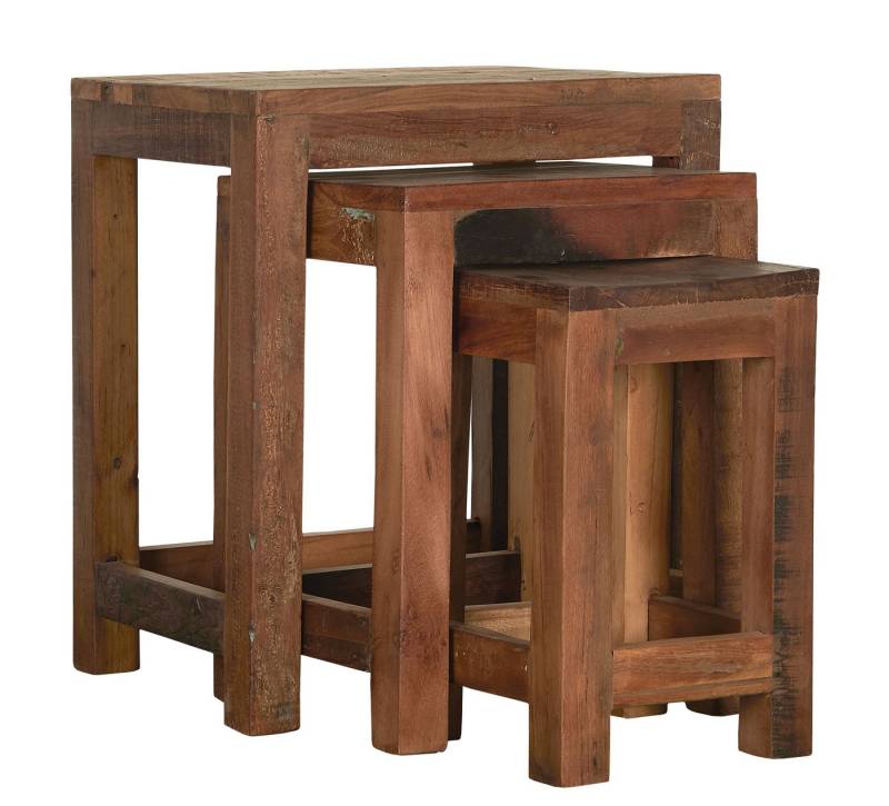 Ib Laursen Beistelltisch 3er Set Hocker Beistelltisch Tisch Holz Alt Unika Laursen 2138-00 von Ib Laursen