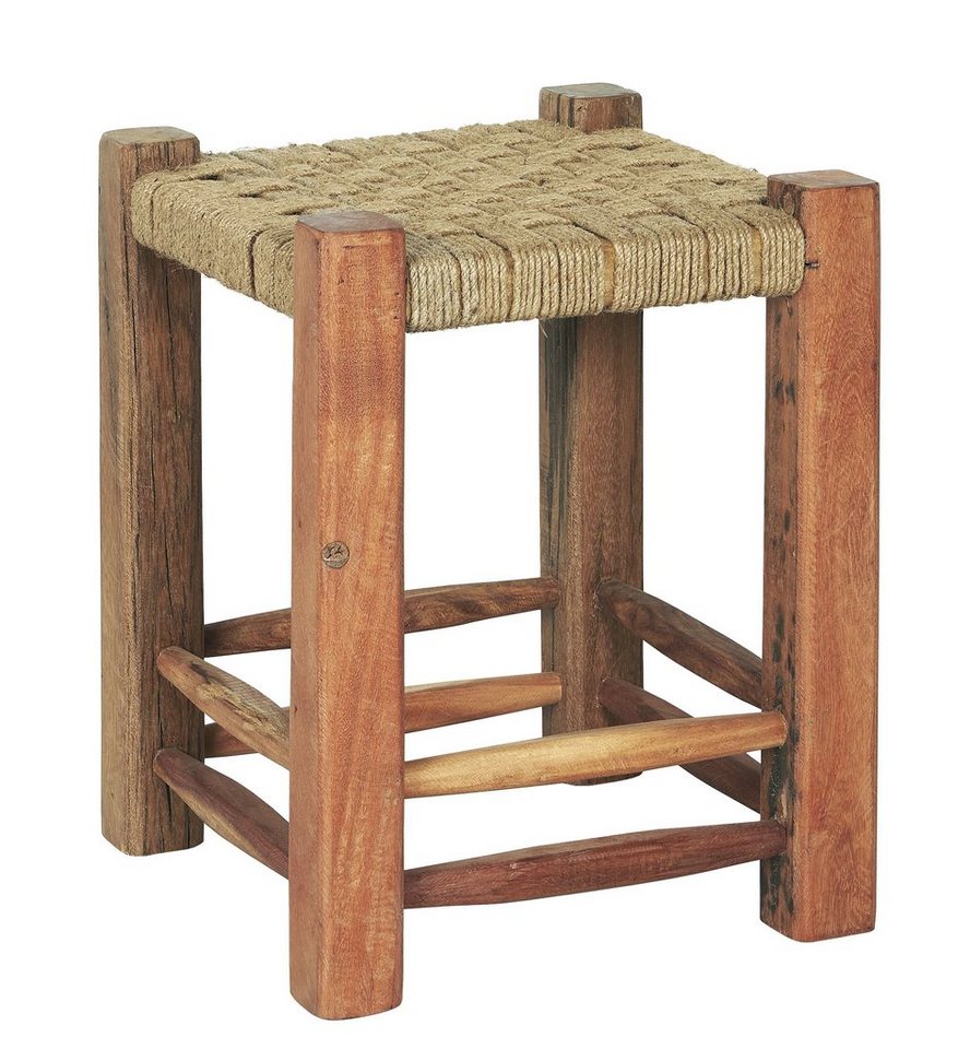 Ib Laursen Hocker Ib Laursen - Hocker Holz Jute Geflochten H46cm Holzhocker Schemel von Ib Laursen