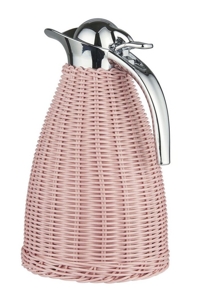 Ib Laursen Isolierkanne Thermoskanne Kaffeekanne 1,5 Liter Edelstahl Rattan Rosa Ib Laursen von Ib Laursen