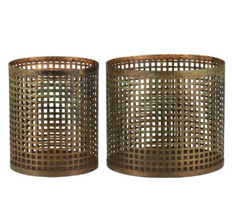Ib Laursen Kerzenhalter Ib Laursen Windlicht mit grüner Patina (2er-Set) von Ib Laursen