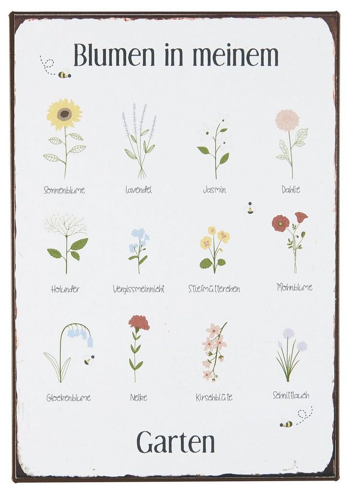 Ib Laursen Metallschild Laursen - Blechschild "Blumen in meinem Garten" Wandschild von Ib Laursen