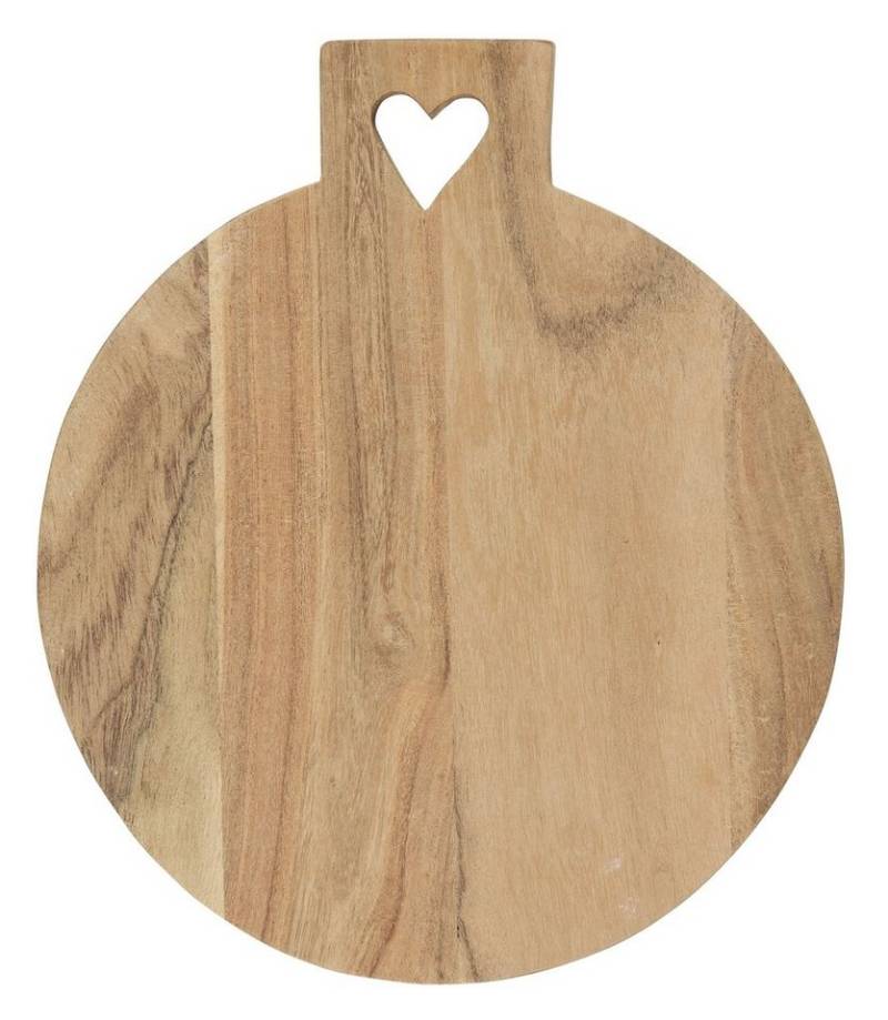 Ib Laursen Schneidebrett Schneidebrett Servierbrett Holz mit Herz B 25cm x L 29cm Rund Laursen von Ib Laursen