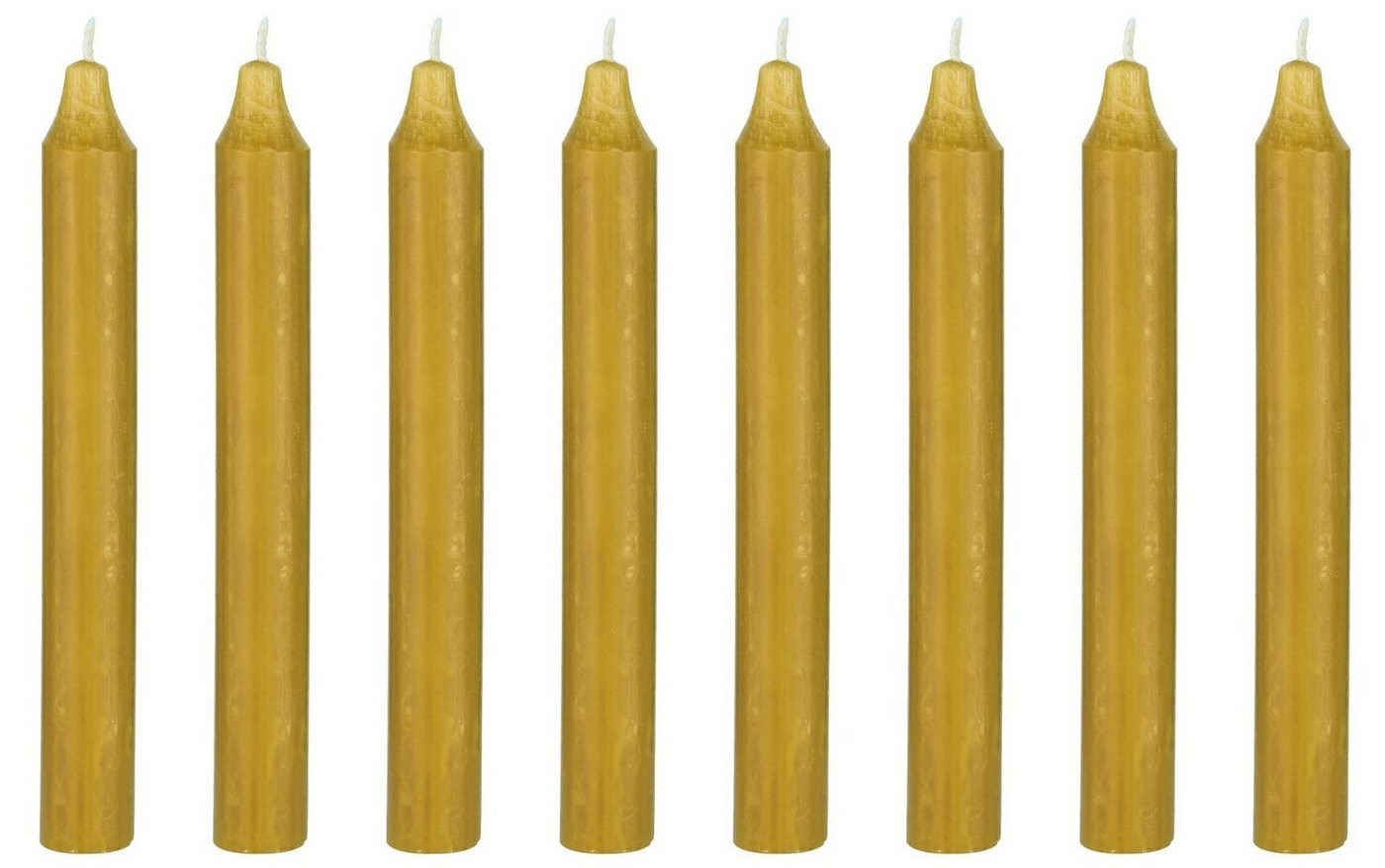 Ib Laursen Tafelkerze (Packung, 8-tlg., Pack), Stab Kerzen 8er Set in rustikalem Design. Farbe CURRY RUSTIKAL von Ib Laursen
