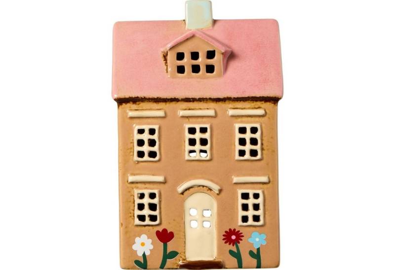 Ib Laursen Teelichthalter TeelichthNyhavn Blumen und rosa Dach von Ib Laursen