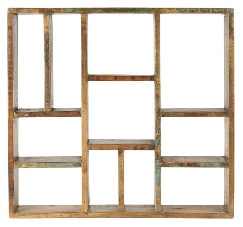 Ib Laursen Wandregal Wandregal Regal 11 Fächer Braun Holz Vintage Rustikal Alt Ib Laursen von Ib Laursen