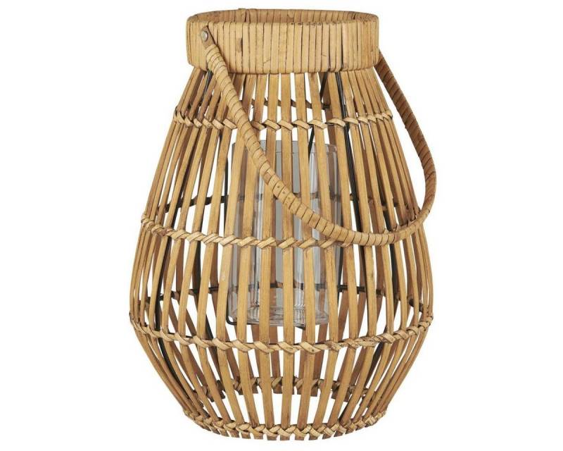 Ib Laursen Windlicht Hurricane Rattan Bambus Glaseinsatz Henkel 31 cm von Ib Laursen