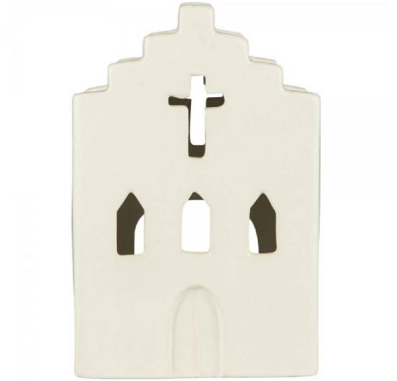 Ib Laursen Windlicht Ib Laursen Kerzenhalter Kirche für Teelicht Stillenat Creme (11x19,2x1 von Ib Laursen