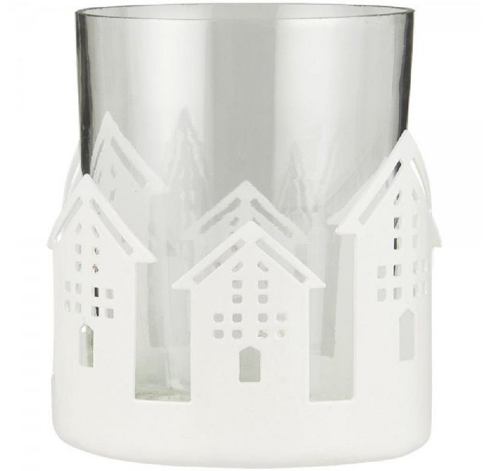 Ib Laursen Windlicht Ib Laursen Kerzenhalter für Teelicht mit Häusern aus Metall Weiß (8,5x von Ib Laursen