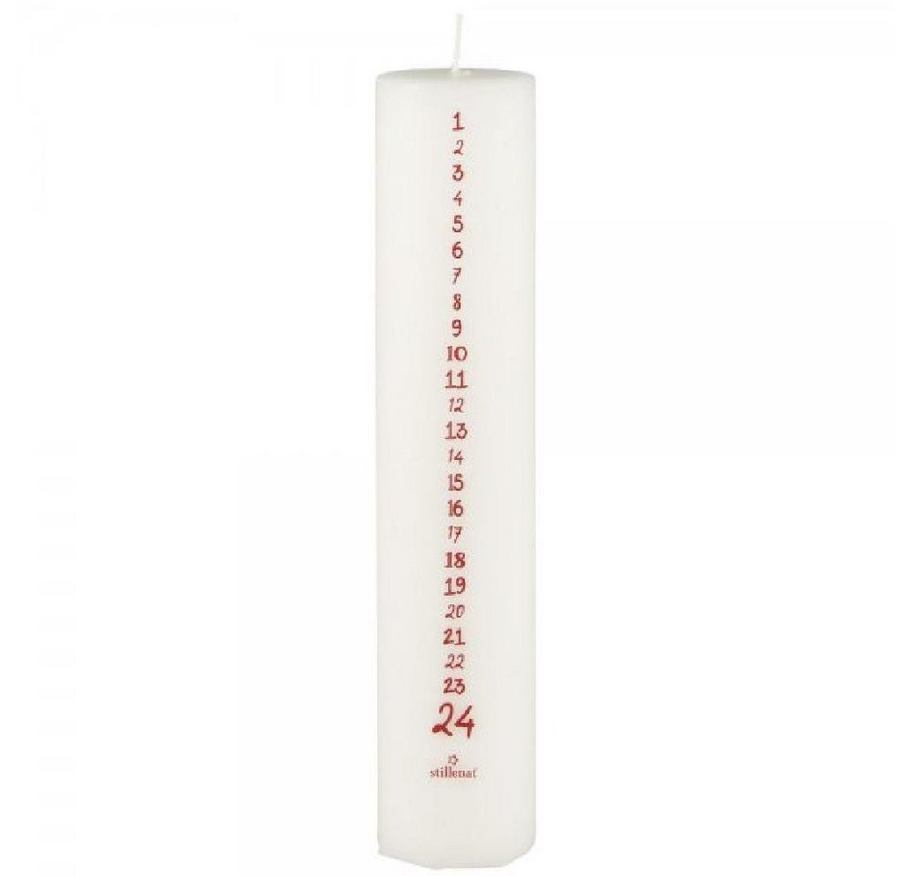 Ib Laursen Windlicht Ib Laursen Weihnachtskerze 1-24 Weiß mit roten Zahlen (25x5cm) von Ib Laursen