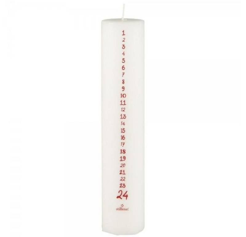 Ib Laursen Windlicht Ib Laursen Weihnachtskerze 1-24 Weiß mit roten Zahlen (25x5cm) von Ib Laursen