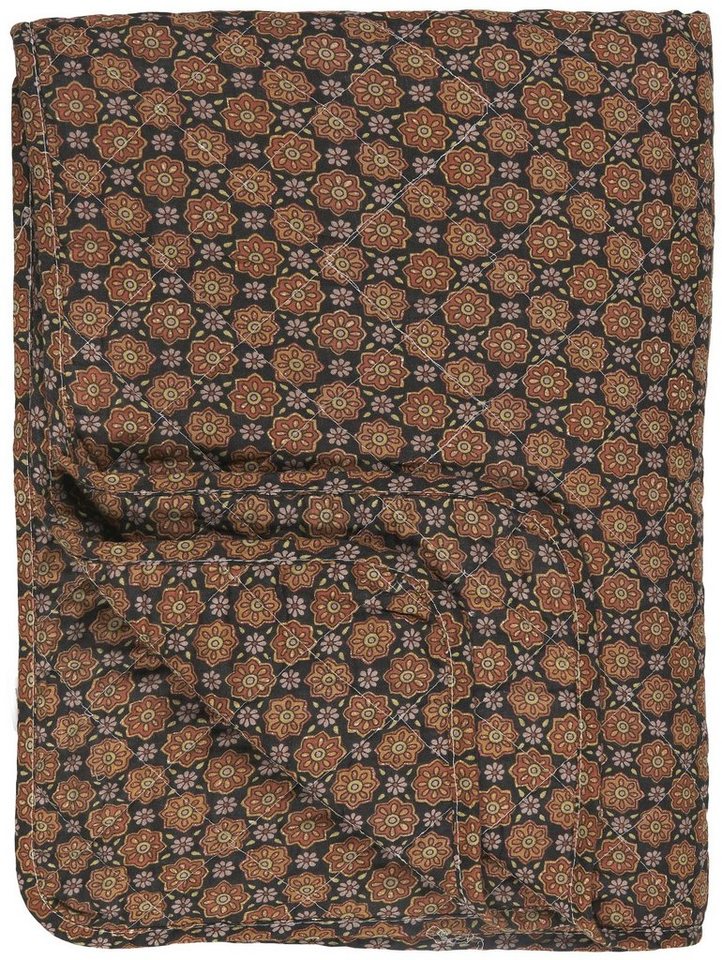 Wohndecke Decke Quilt Tagesdecke Überwurf Blumenmuster Braun Ib Laursen 07992-00, Ib Laursen von Ib Laursen