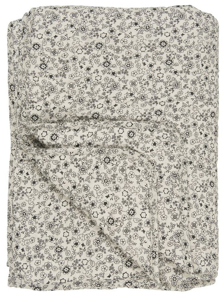 Wohndecke Decke Quilt Tagesdecke Überwurf Sand Schwarze Blumen 180x130cm, Ib Laursen von Ib Laursen