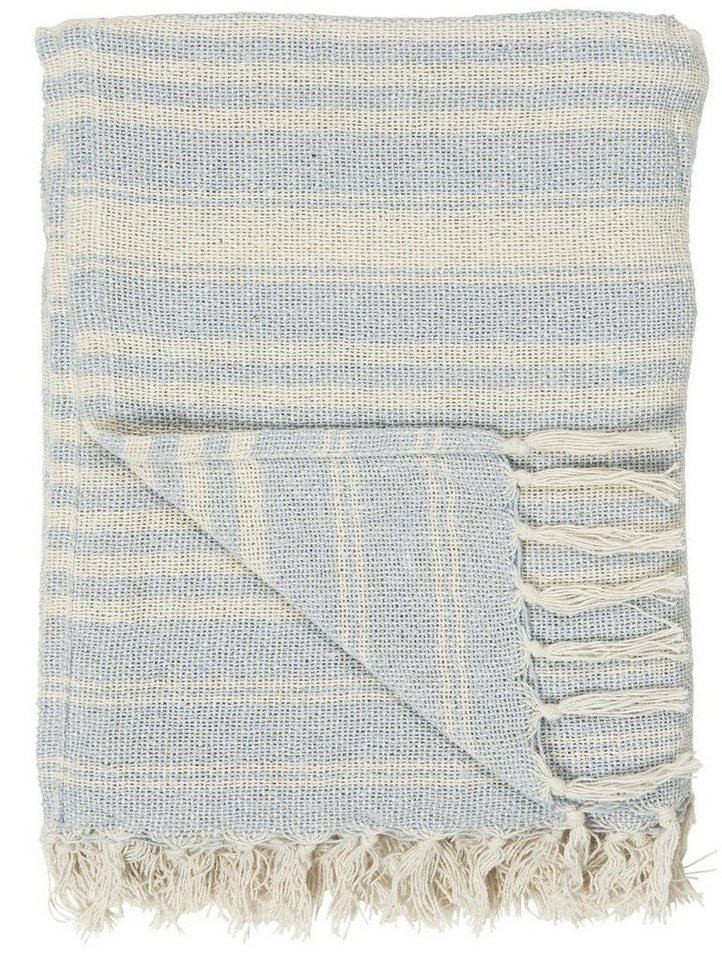 Wohndecke IB Laursen Plaid Creme Hellblau Streifen, Ib Laursen von Ib Laursen