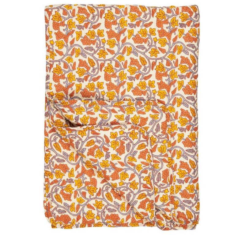 Wohndecke IB Laursen Quilt Natur mit WEINREBEN in Grau Gelb und Orange 130x180, Ib Laursen Wohndecke IB Laursen Quilt Natur mit WEINREBEN in Grau Gelb und Orange 130x180, Ib Laursen von Ib Laursen