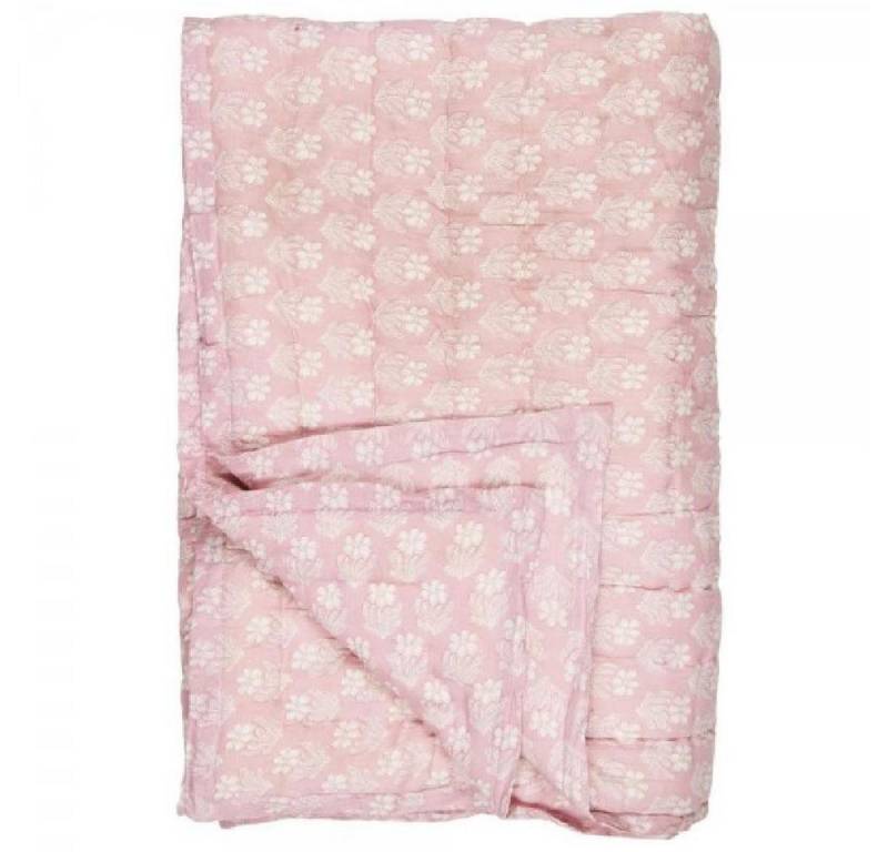 Wohndecke Ib Laursen Quilt Decke Tagesdecke Cathy Rosa Malva mit weißen Blumen, Ib Laursen Wohndecke Ib Laursen Quilt Decke Tagesdecke Cathy Rosa Malva mit weißen Blumen, Ib Laursen von Ib Laursen