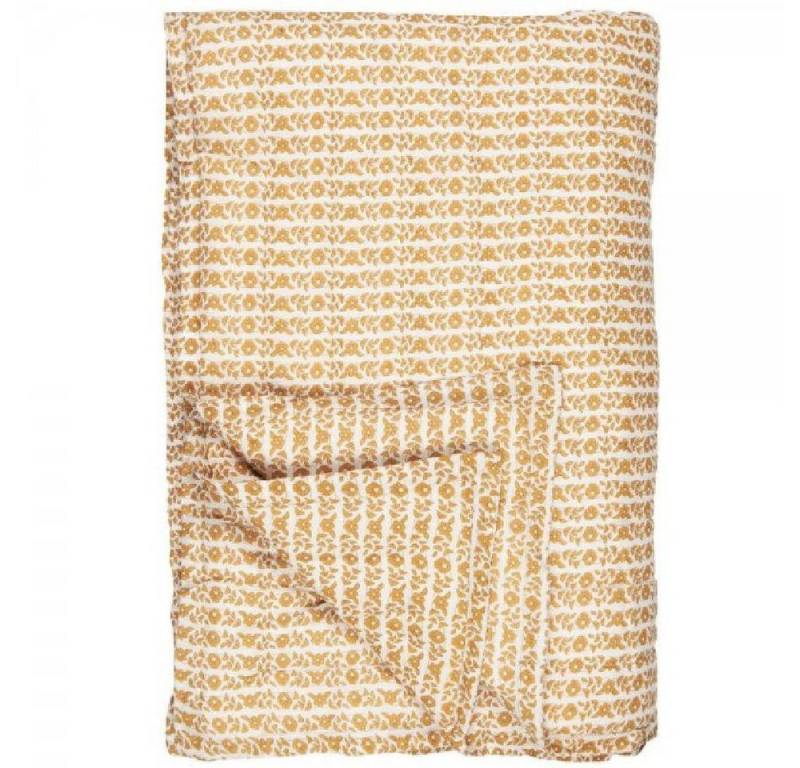 Wohndecke Ib Laursen Quilt Decke Tagesdecke Celina Mustard Blumen (130x170cm), Ib Laursen von Ib Laursen