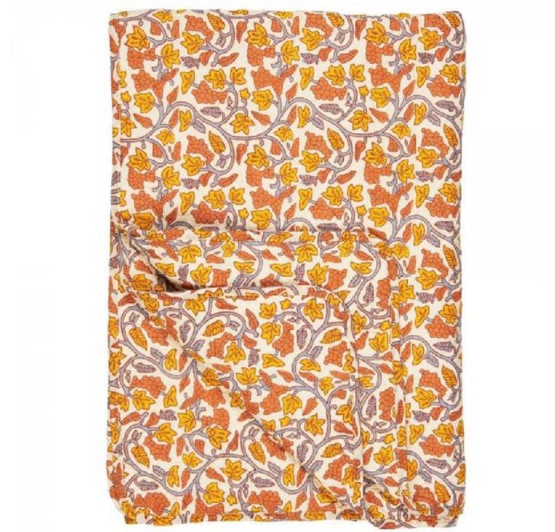 Wohndecke Ib Laursen Quilt Decke Tagesdecke mit Weinreben Gelb Orange (130x180cm, Ib Laursen von Ib Laursen
