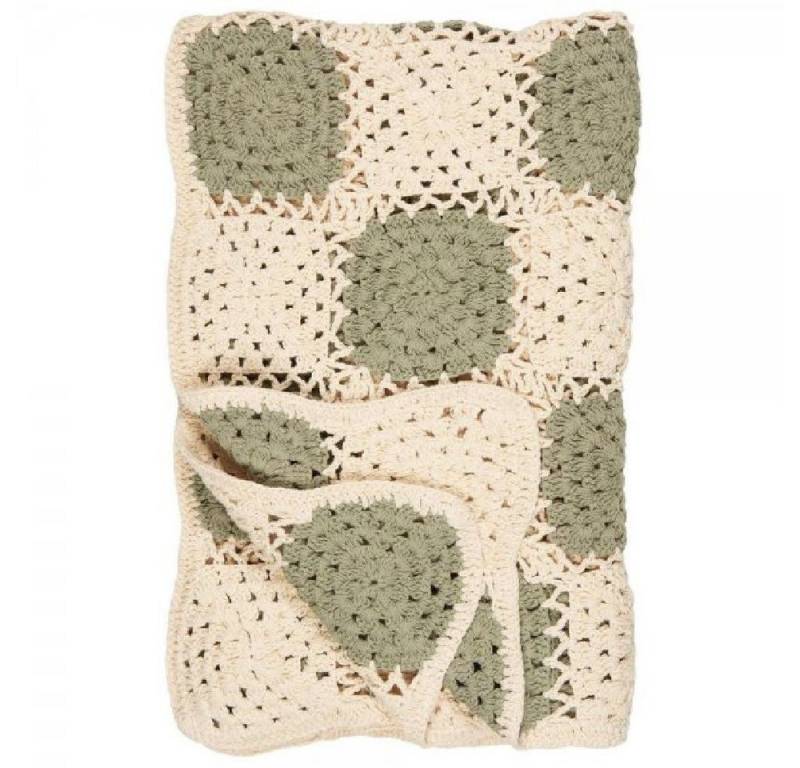 Wohndecke Ib Laursen Tagesdecke Plaid gehäkelt mit Karomuster (130x170cm), Ib Laursen von Ib Laursen