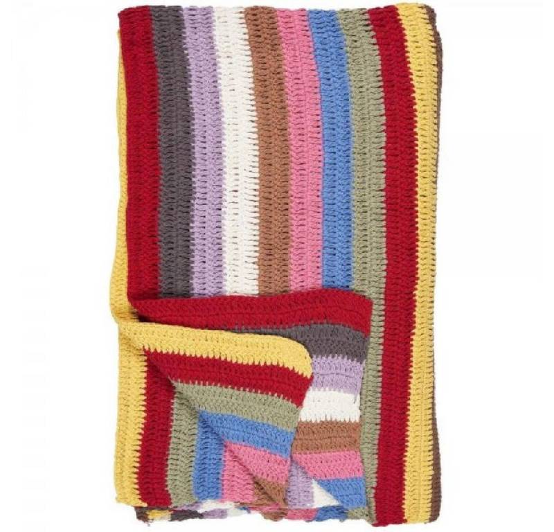 Wohndecke Ib Laursen Tagesdecke Plaid gehäkelt mit Streifenmuster (130x170cm), Ib Laursen von Ib Laursen