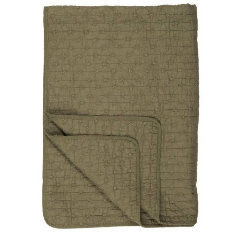 Wohndecke Ib Laursen Tagesdecke Quilt Olive mit Kreuzstichen (130x180cm), Ib Laursen von Ib Laursen
