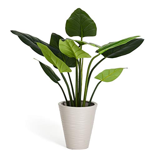 Ibbe Design 4Ever Green Künstliche Große Grüne Monstera Split Philo Pflanzen Splitphilo Kunstpflanze Kunstblume Kunstbaum Zimmerpflanze im Plastik Topf, 120 cm Hoch von Ibbe Design