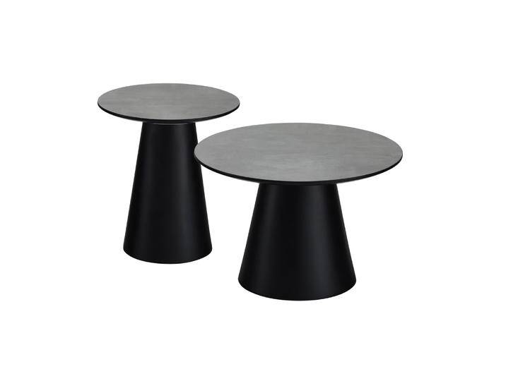 Couchtisch 2er Set ø45/60 cm Tango - Marmoroptik Dunkelgrau von Ibbedesign (Furnhouse)