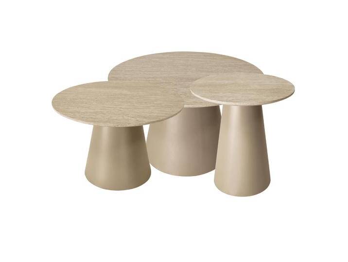 Couchtisch 2er Set ø45/80 cm Tango - Travertine-Optik Beige von Ibbedesign (Furnhouse)
