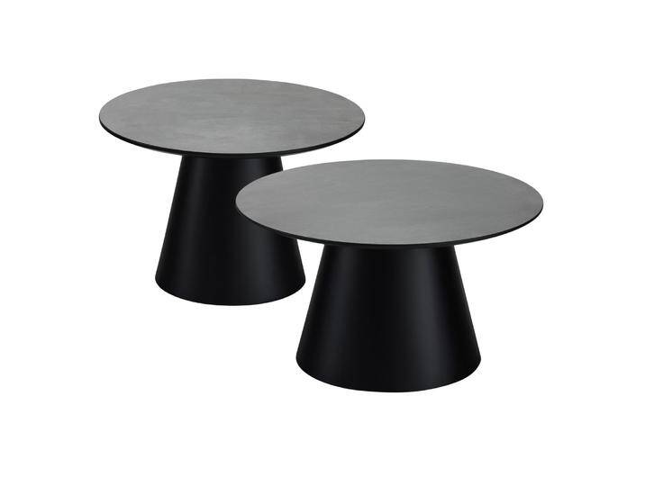 Couchtisch 2er Set ø60/80 cm Tango - Marmoroptik Dunkelgrau von Ibbedesign (Furnhouse)