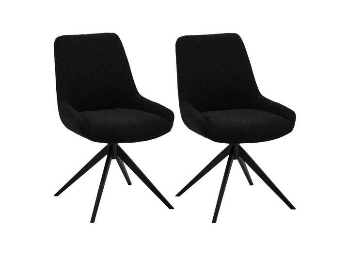Helena Esszimmerstühle 2er Set - Drehbar, Bouclé-Stoff Schwarz von Ibbedesign (Furnhouse)