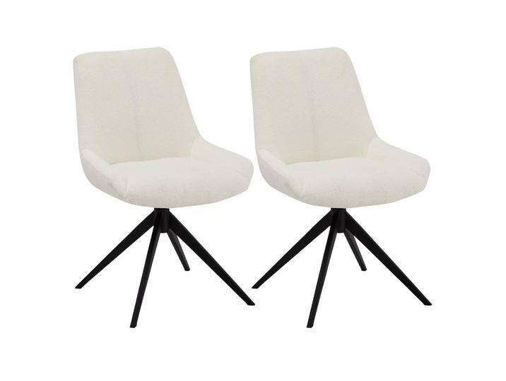 Helena Esszimmerstühle 2er Set - Drehbar, Bouclé-Stoff Weiß von Ibbedesign (Furnhouse)