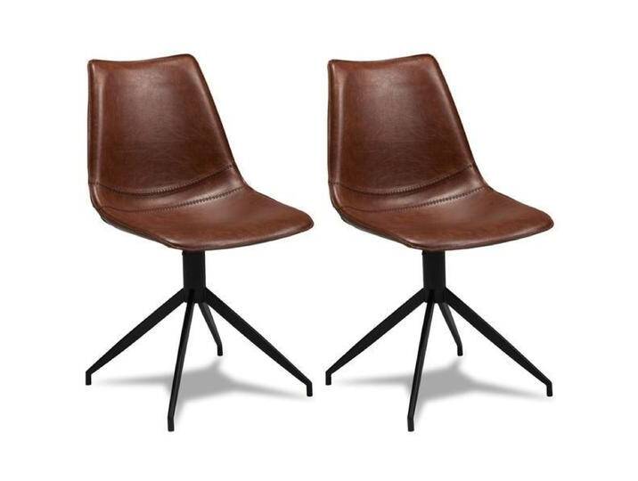 Isabel Esszimmerstühle 2er Set - Drehbar, Kunstleder Cognac Braun von Ibbedesign (Furnhouse)