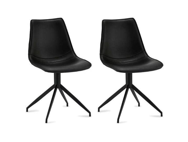 Isabel Esszimmerstühle 2er Set - Drehbar, Kunstleder Schwarz von Ibbedesign (Furnhouse)