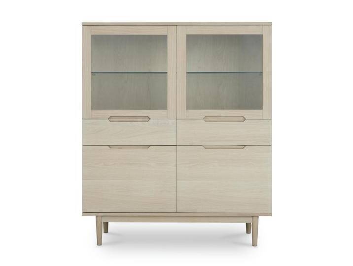 Kerteminde Highboard mit LED-Beleuchtung - 124 cm breit - Eiche Weiß geöltes von Ibbedesign (Furnhouse)