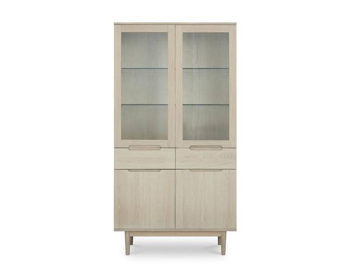 Kerteminde Vitrine mit LED-Beleuchtung - 100 cm breit - Eiche Weiß geöltes von Ibbedesign (Furnhouse)