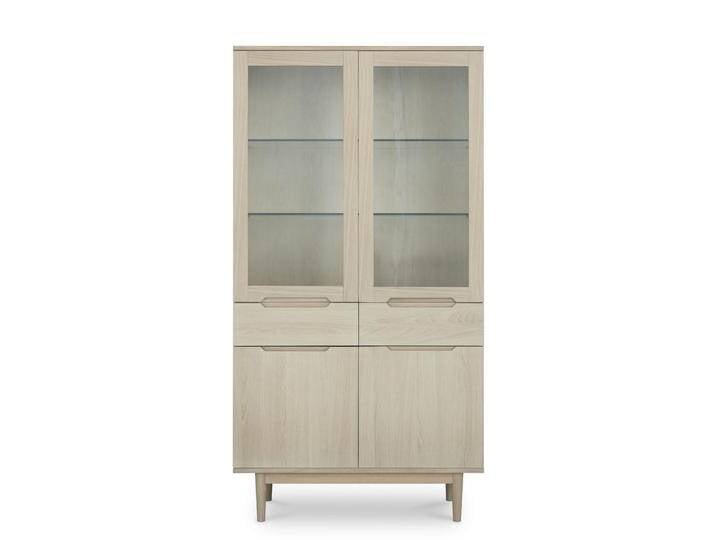 Kerteminde Vitrine mit LED-Beleuchtung - 100 cm breit - Eiche Weiß geöltes von Ibbedesign (Furnhouse)