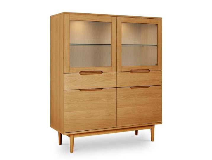 Kerteminde Vitrine mit LED-Beleuchtung - 100 cm breit - Wildeiche Natur von Ibbedesign (Furnhouse)