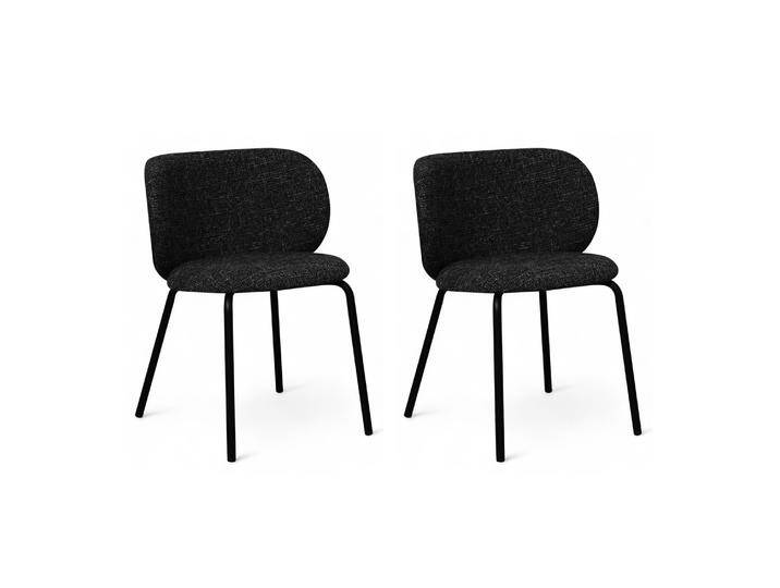 Nanna Esszimmerstühle 2er Set - Bouclé-Stoff Schwarz von Ibbedesign (Furnhouse)