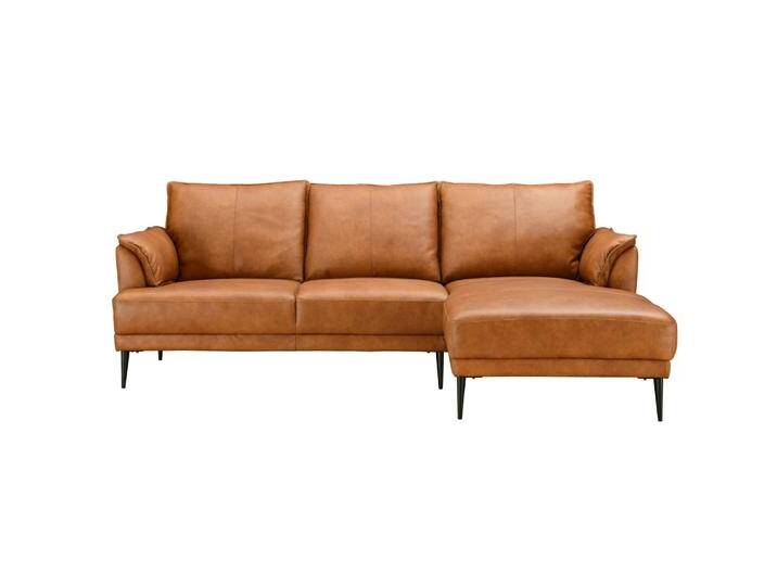 Soul L-Form Ledersofa mit Ottomane Rechts - Echtleder Cognac Braun von Ibbedesign (Furnhouse)