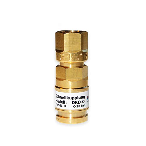 IBEDA Schnellkupplung DKD Schlauchkupplung mit Überwurfmutter, automatischer Gassperre und Push-Kupplungssystem für Brenngase, Sauerstoff und Inerte Gase, Ausführung:Sauerstoff G 1/4'' RH von Ibeda
