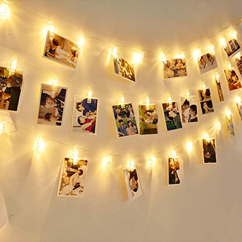 Fotoclips Lichterkette für Deko Zimmer Fotowand 40 LED 4M Batteriebetriebenen Geschenke für MädchenWanddekoration für Schlafzimmer Feste Hochzeiten Weihnachten（Warmweiß） von Ibello