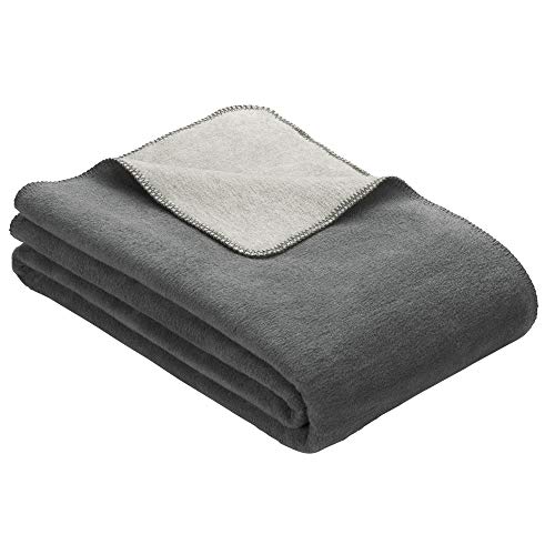 Ibena Dublin Kniedecke 100x150 cm - Kinderdecke grau hellgrau, Kuscheldecke aus Baumwollmischung angenehm warm und kuschelig, hervorragende Qualität von Ibena