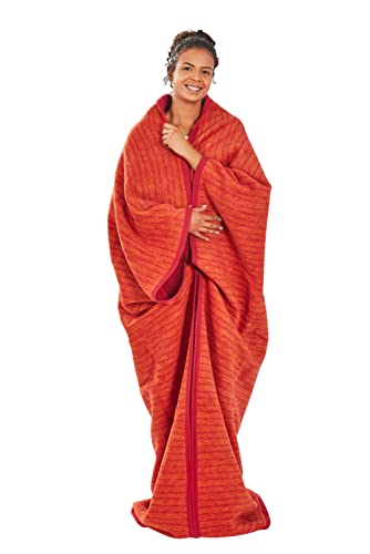 Ibena Fano Wohnmantel 150x200 cm – Kuscheldecke mit Ärmeln rot orange, mit praktischen Druckknöpfen und Reißverschluss, Ärmeldecke kuschelig weich und angenehm warm Ibena Fano Wohnmantel 150x200 cm – Kuscheldecke mit Ärmeln rot orange, mit praktischen Druckknöpfen und Reißverschluss, Ärmeldecke kuschelig weich und angenehm warm von Ibena