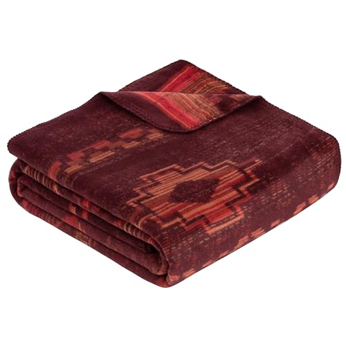 Ibena Gaya Decke 150x200 cm, Baumwollmix weich, warm & waschbar, Kuscheldecke orientalisch rot orange von Ibena